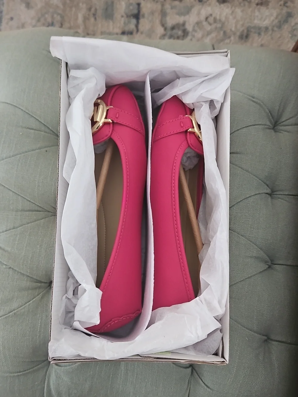 Michael Kors Hot Pink Ballet Flats with Gold Hardware